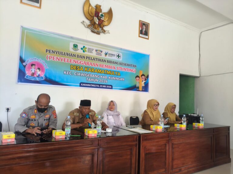 Kapolsek Ciawigebang Hadiri Penyuluhan dan Pelatihan Kesehatan Rembuk Stunting Tahun 2026 di Karamatmulya